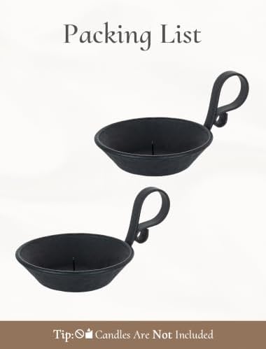 Iron Pillar Candle Holder: Vintage Black Candle Plate with Handle
