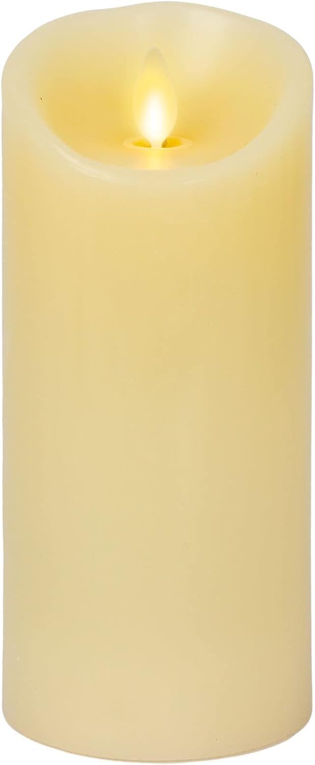 Luminara Flameless LED Battery Operated Ivory Pillar Candle, Flickering Reali...