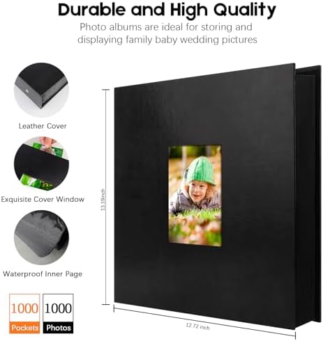 Extra Large Capacity Photo Album 4x6 Pictures Holds 1000 Photos, Black