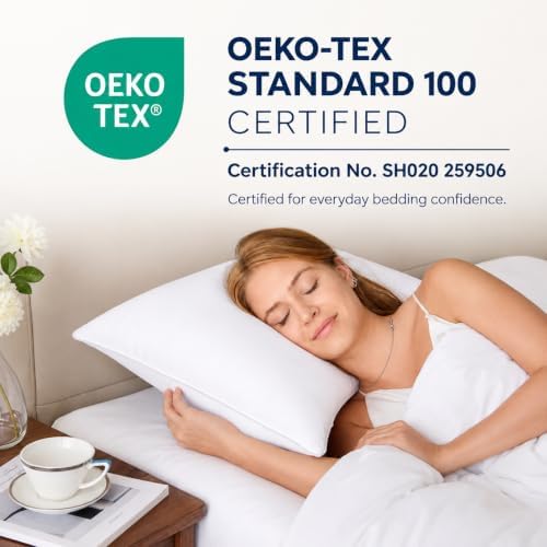 CozyLux Bed Pillows Standard Size Set of 4, 18" x 26", Medium Support