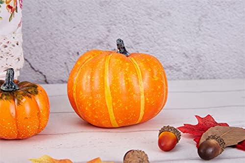 Artmag 8 Pcs Assorted Sizes Harvest Orange Artificial Pumpkins for Fall Hallo...