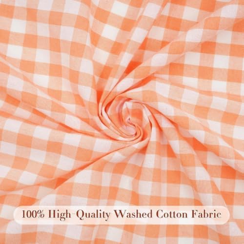 Eternal Beauty Gingham Ruffled Tablecloth Orange White 60x120 Thanksgiving