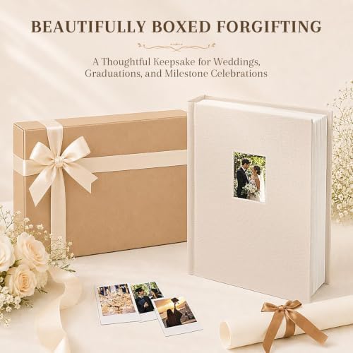 Ruibytree 128 Pockets Instax Mini Photo Album for 2x3 Pictures, Beige