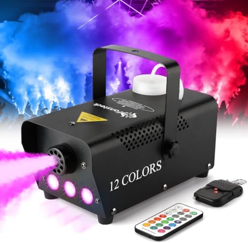 Fog Machine Smoke Machine with LED Lights and 12 Color Light Effects