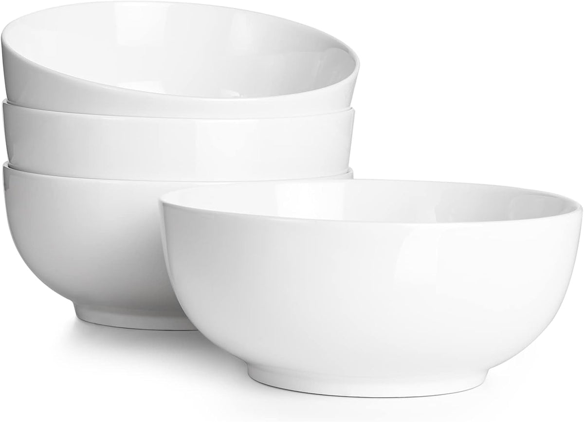 DOWAN 39 OZ Soup Bowls Set of 4 - Large Cereal Bowls, White Ceramic Big and D...