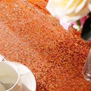 6 Pack Orange Sequin Table Runner 12 x 108 Inch