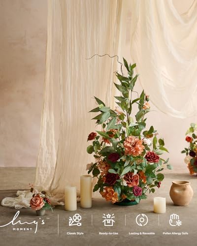 Ling's moment 36" Freestanding Flowers, Fall Wedding Decor, Terracot...