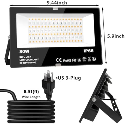LED Flood Light Outdoor 800W Equivalent 8000LM Smart RGB Landscape Lighting