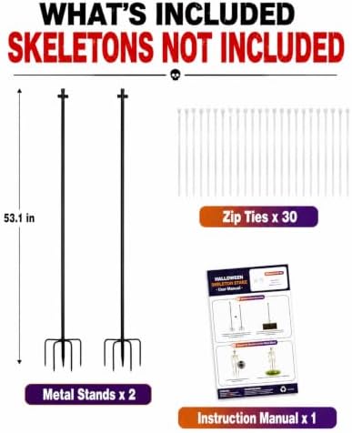 2PCS Skeleton Stand for 5-5.6 FT Giant Skeletons,【Skeleton Not Included】
