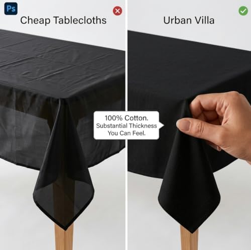 Urban Villa Tabletop Cover Kitchen Dining Tablecloth 100% Cotton Holiday Cele...