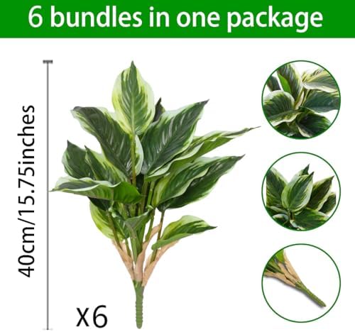6PCS Artificial Hosta Plants Outdoor, Fake Hostas for Planters