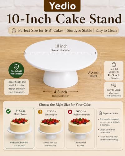 Porcelain Cake Stand, 10 in Round Cake Dessert Display Stands, White