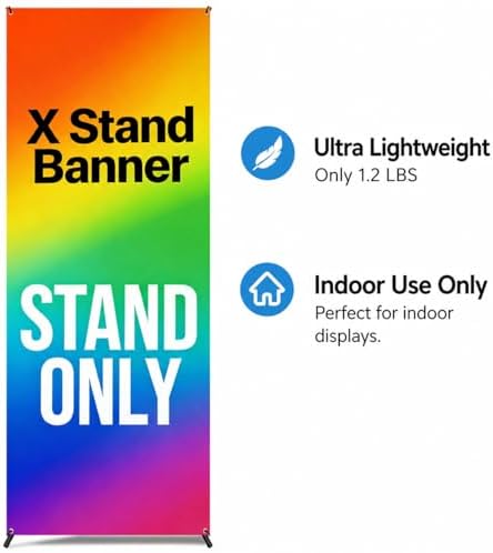 4U Media&Displays X Frame Banner Stand 2 Pack Adjustable 24"x72"...