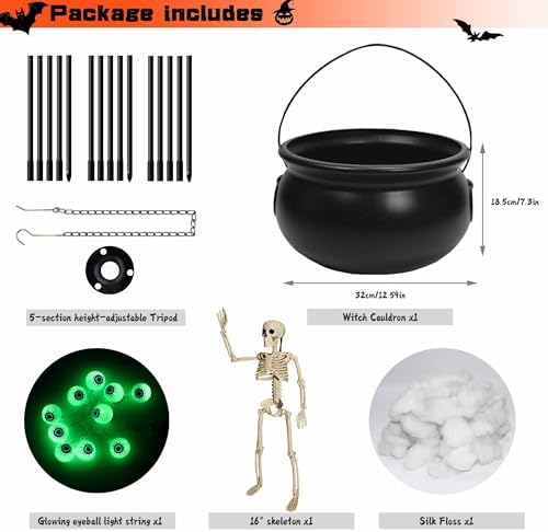 Halloween Outdoor Decorations, Witches Cauldron for Yard Decorations, Witch D...