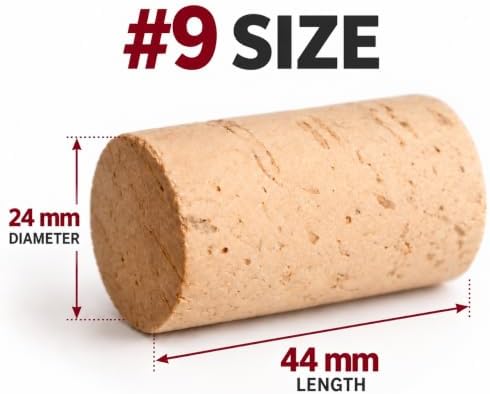 1000 Natural Wine Corks #9, 44 x 24 mm, Made in Portugal