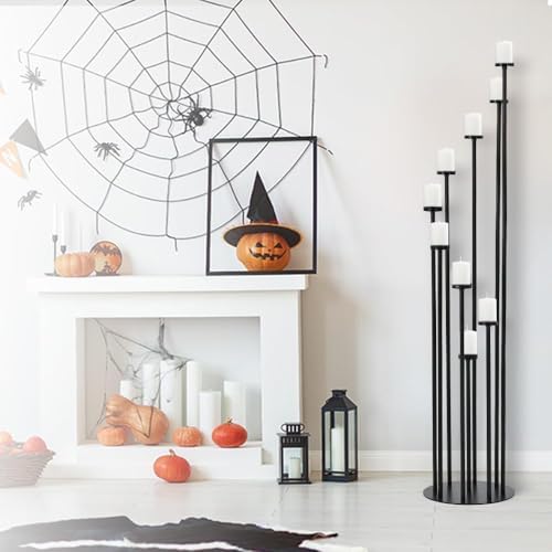 Black Floor Candelabra Centerpiece,Metal Candle Holders for Halloween Decor