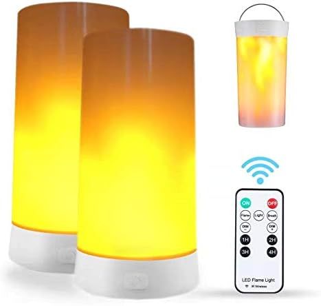 2PCS LED Flame Light, USB Rechargeable Flame Lamp with Remote & Timer, Wa...