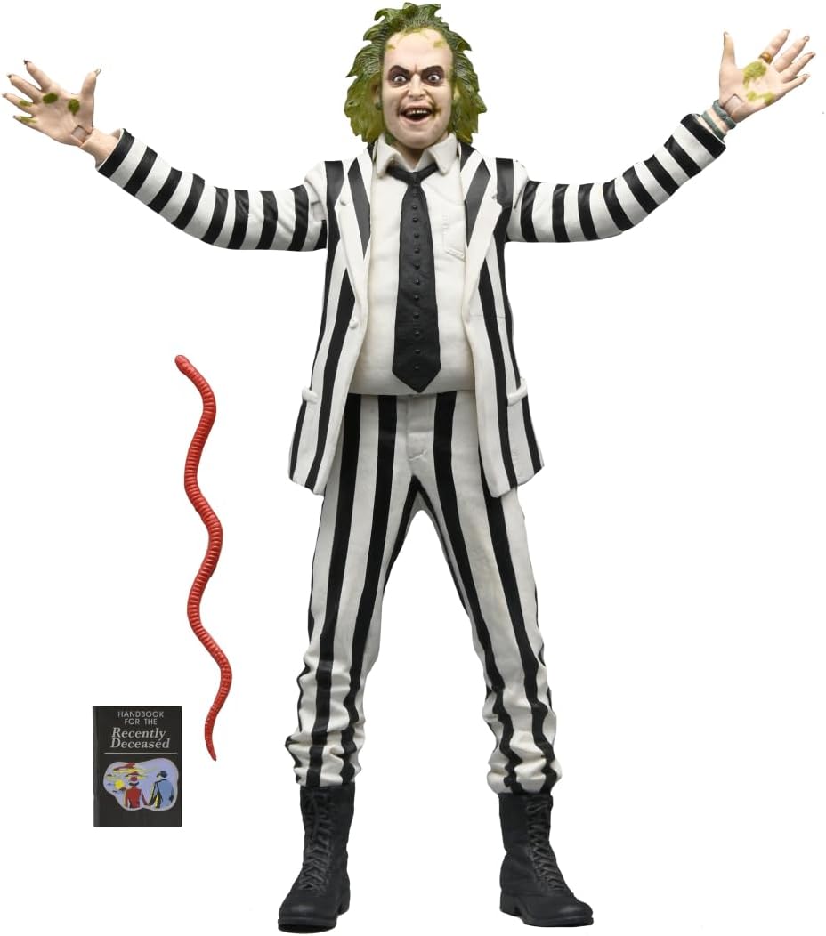 NECA Beetlejuice (1988) - 7" Scale Action Figure – Black and White Strip...