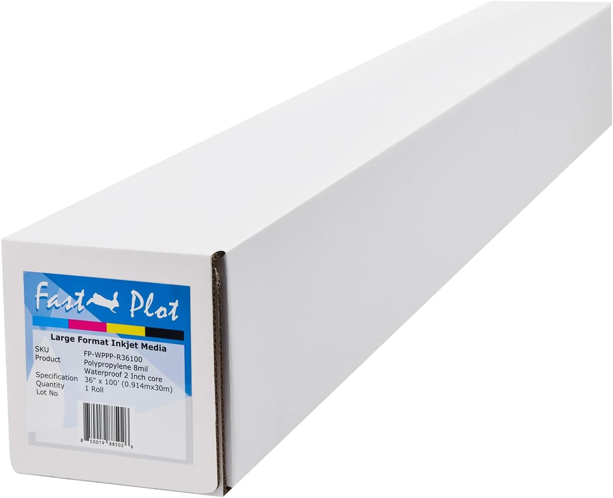 FastPlot Polypropylene Banner 8 mil Waterproof - 36inch x 100ft Roll - 2inch ...