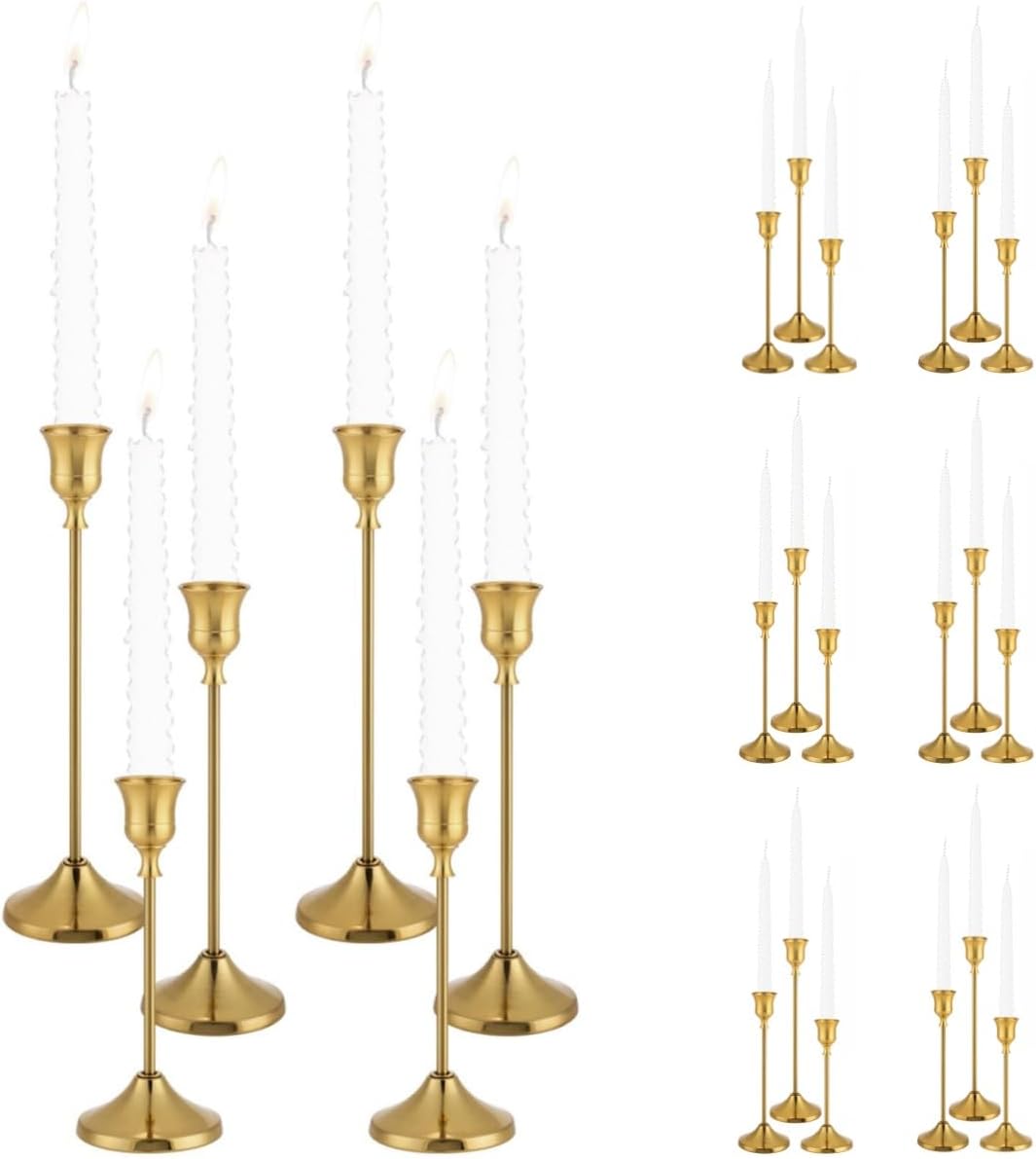 Candlestick Holders, 24PCS Metal Taper Candle Holder, Brass Gold Candle Holde...