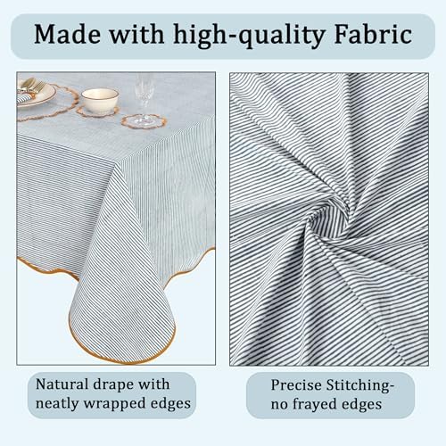 Ridhi Blue Stripe 60x60 Inches Square 100% Cotton Hand Block Print Washable D...