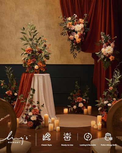 Ling's moment 36" Freestanding Flowers, Fall Wedding Decor, Terracot...