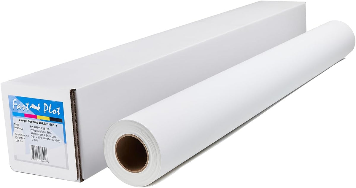 FastPlot Polypropylene Banner 8 mil Waterproof - 36inch x 100ft Roll - 2inch ...