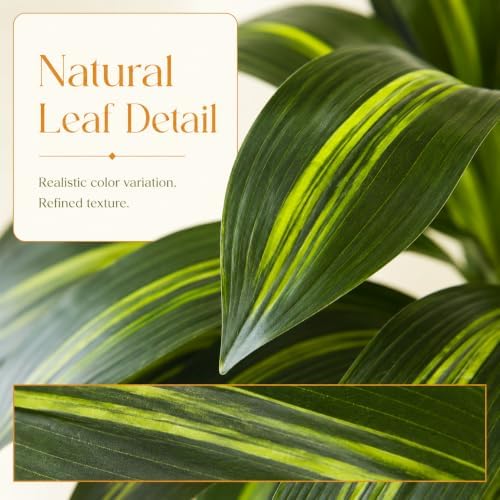 Artificial Dracaena Tree: 5FT Fake Plants Silk Faux Trees(Black Pot)