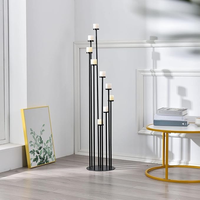 Black Floor Candelabra Centerpiece,Metal Candle Holders for Halloween Decor
