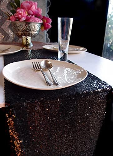 JYFLZQ Black Sequin Table Runner for Party, 10 Packs