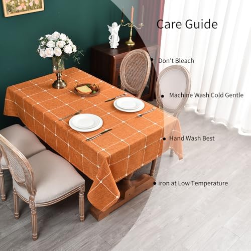 Zobesta Orange Tablecloths Rectangular 86x53 Inch Fall Table Cloth Linen
