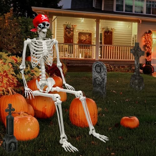 MyoGrip 5.5 FT Skeleton Halloween Decorations, Posable Full Body Life-Size Sk...