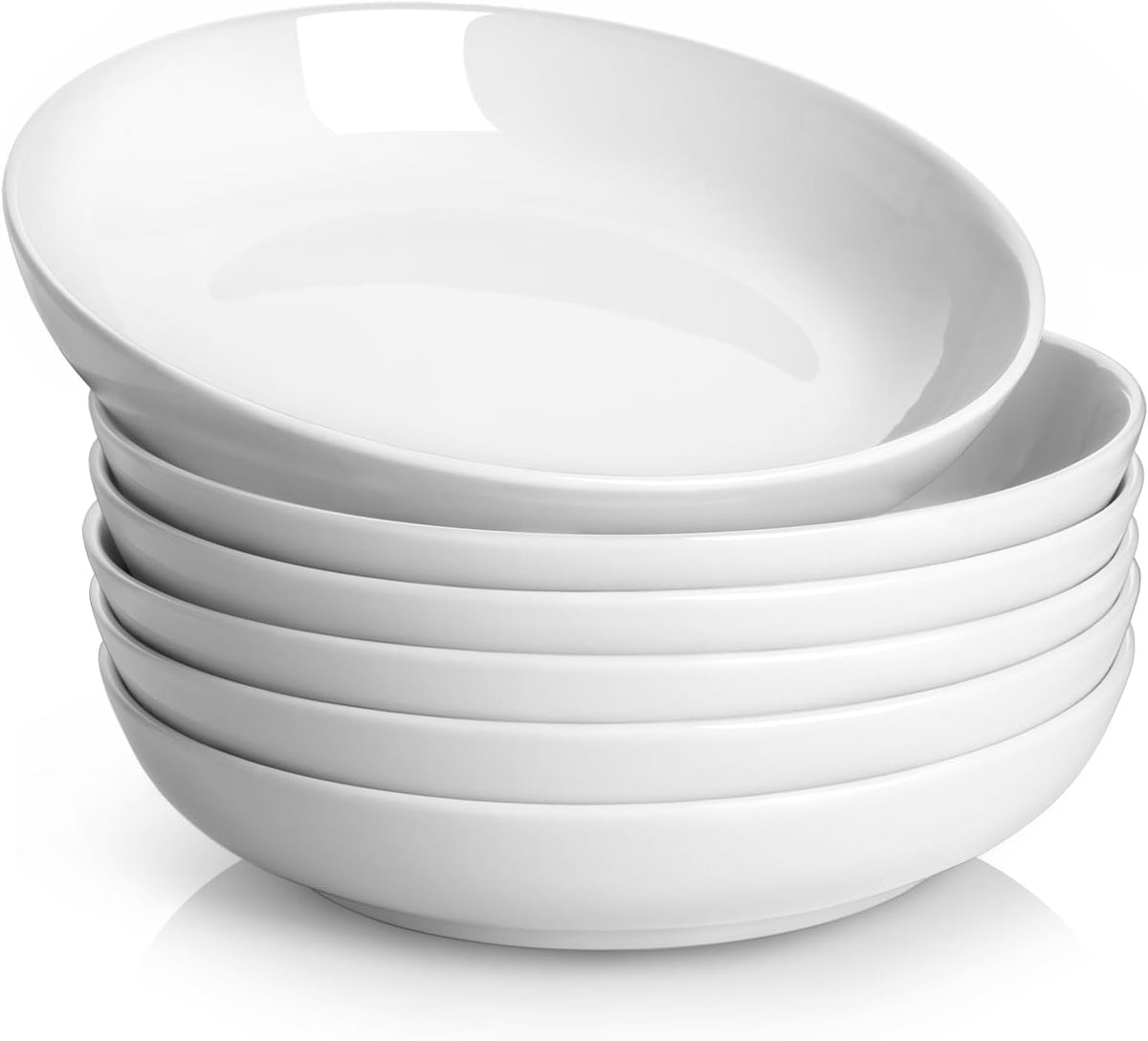 Y YHY Pasta Bowls Set of 6, High-Fired Porcelain White Salad Bowls 30 oz Wide...