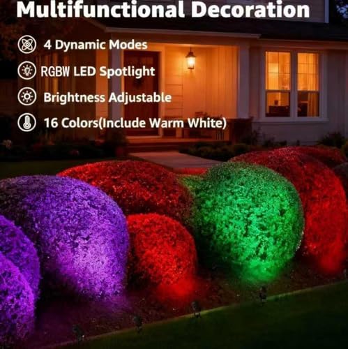 Halloween Spotlights Outdoor with Timer, Colored Warm White 15W Individual Co...