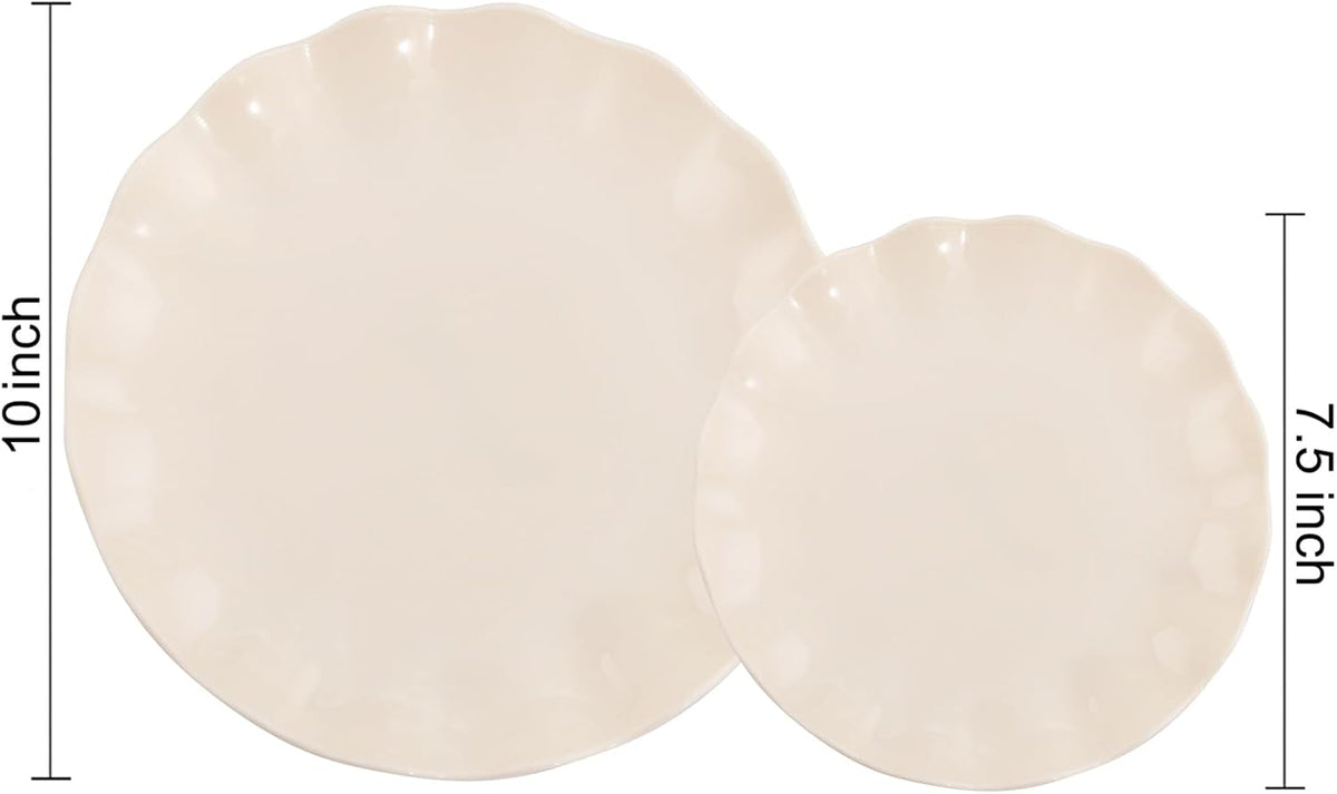 LIYH 24 Pcs Plastic Plates Reusable,Unbreakable Dinner Plates, Scalloped Plas...