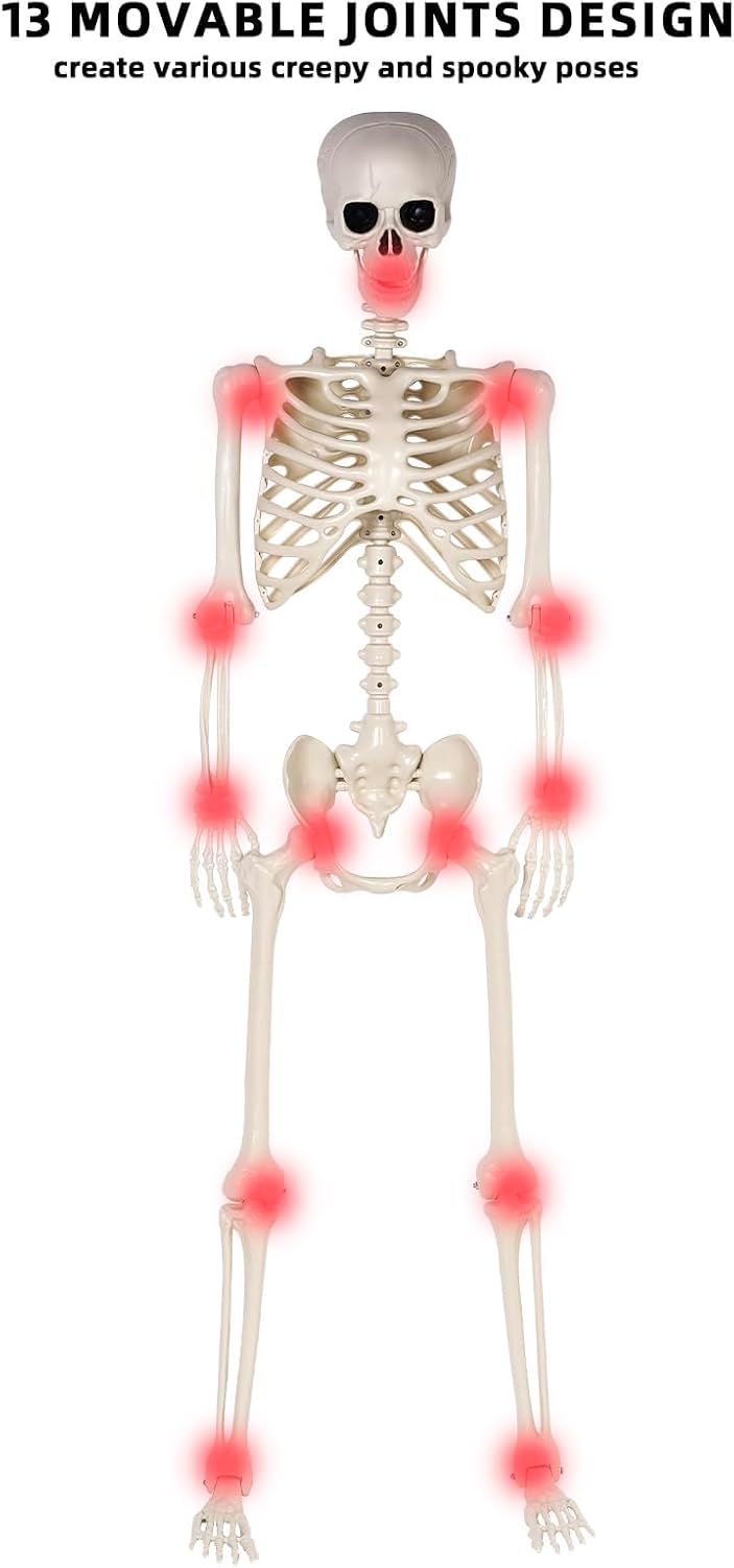 Halloween Skeletons Decorations - 5.4FT Life Size Posable Skeletons, Realisti...