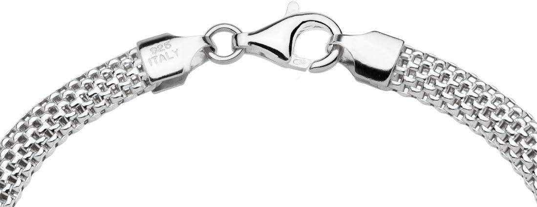 Miabella Italian 925 Sterling Silver 5mm Mesh Bracelet for Women