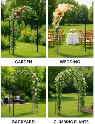 Thickened Tube Garden Arch,7.3ft Heavy-Duty Metal with 16mm Steel Tubes &...