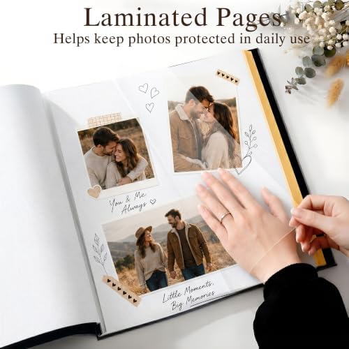 Photo Album Holds 3X5, 4X6, 5X7, 6X8, 8X10 Photos, Leather Cover, Magnetic Se...