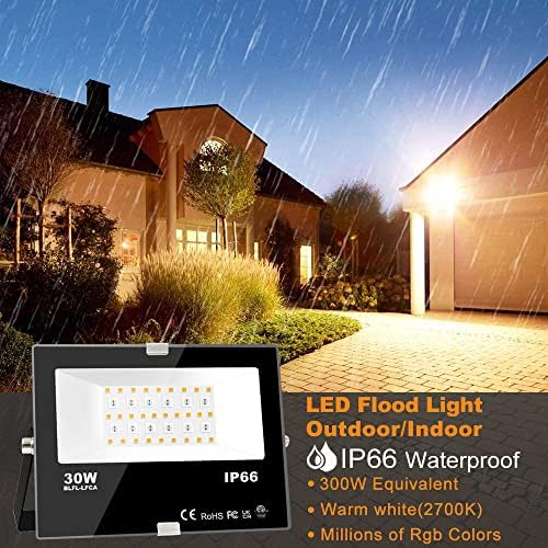 Led Flood Light Outdoor 30W, 300W Equivalent, Color Changing RGB Lights