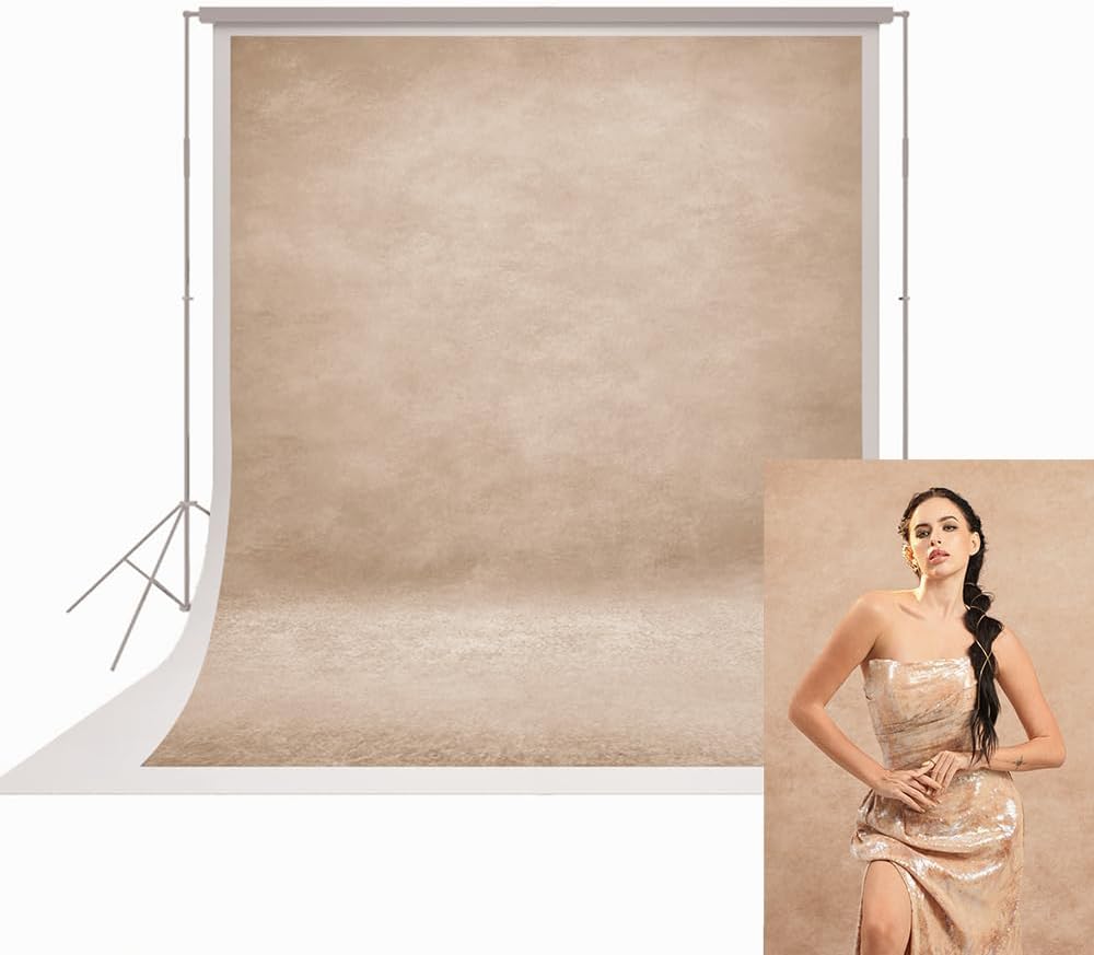 UrcTepics 8x10ft Beige Abstract Fabric Backdrop, No Stand
