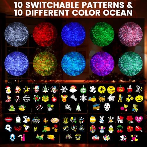 Halloween Christmas Projector Lights Outdoor,LED Projector Lights,2-in-1 Dual...