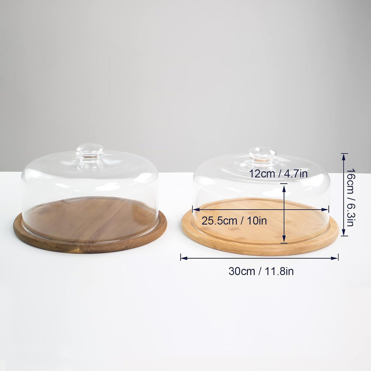 10.2''Glass Dessert Dome with Base, 11.8" Decorative Cake Tray