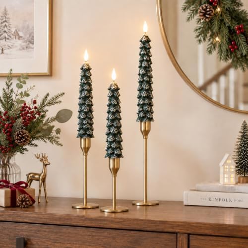 Christmas Decorations, Christmas Tree Flameless Taper Candles with Remote