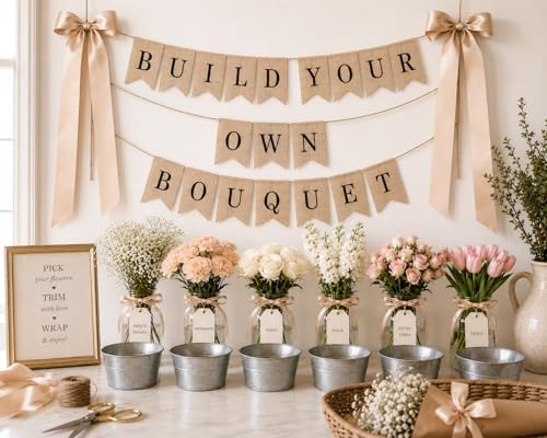 Pre-Printed Banner Kit – 97 BURLAP Flags with BLACK Letters, Numbers & Sy...