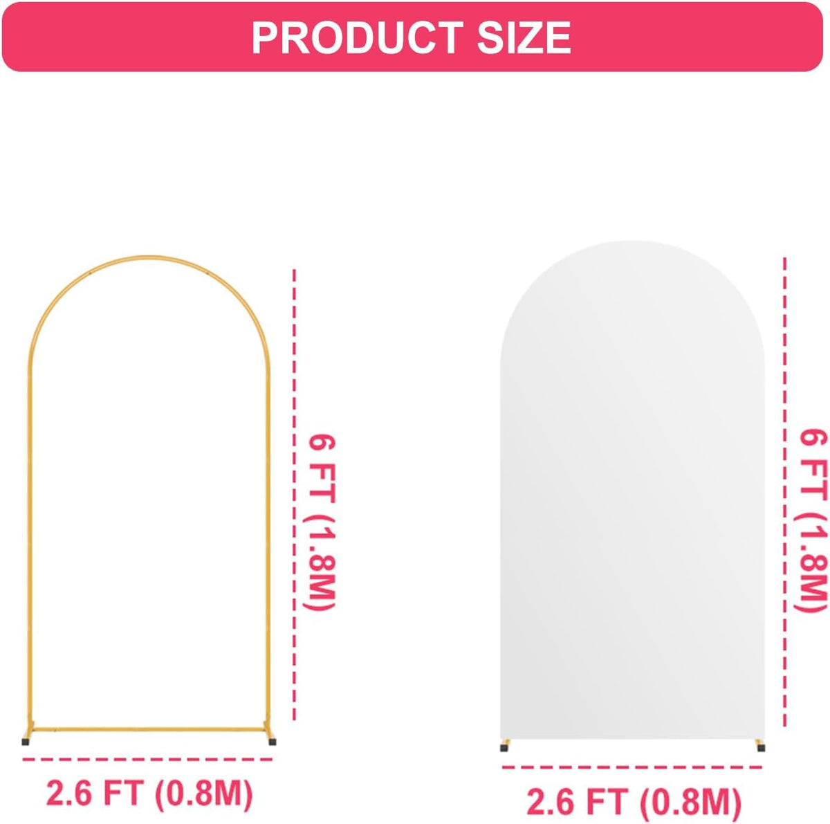 6FT Arch Backdrop Stand and White Cover Set,Balloon Arch Stand