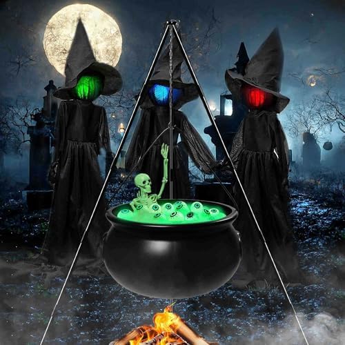 Halloween Outdoor Decorations, Witches Cauldron for Yard Decorations, Witch D...