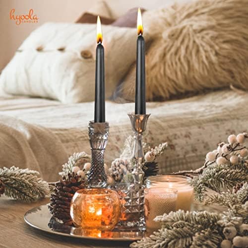Hyoola Tall Taper Candles - 20 Inch Black Unscented Dripless Taper Candles - ...