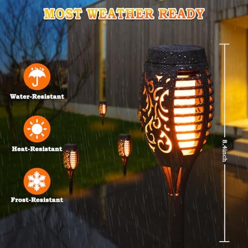 10Pack Flame Torch Solar Halloween Lights Outdoor for Halloween Decorations