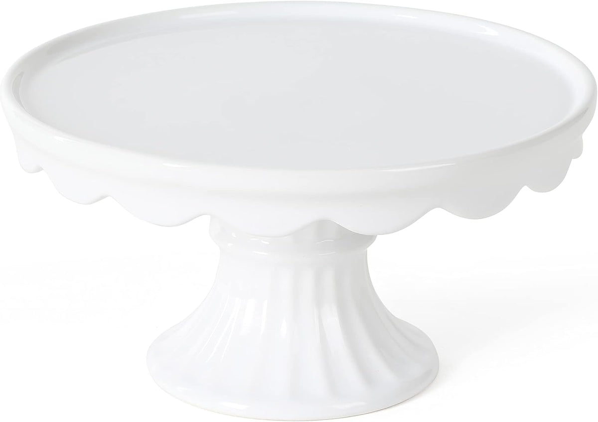 Martha Stewart Patterson 10" Round White Stoneware Pedestal Cake Stand, ...
